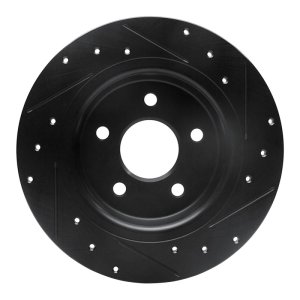 Volvo S40 Brake Rotor (1) - Rear Left - R1 Concepts - Drilled & Slotted - Black - `04-`13